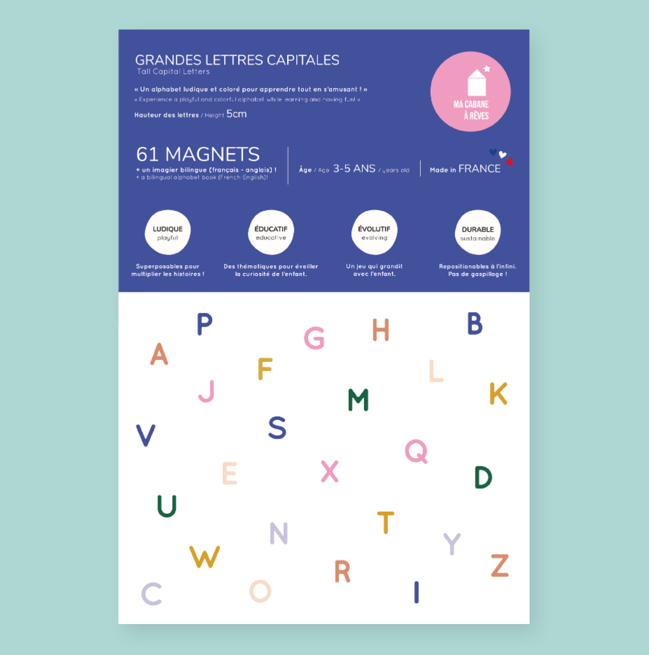 Magnetisches Alphabet 61 Große Großbuchstaben