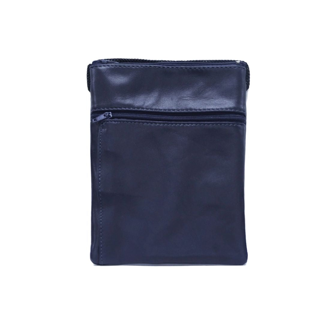Lederhalsbeutel aus Lammleder marineblau