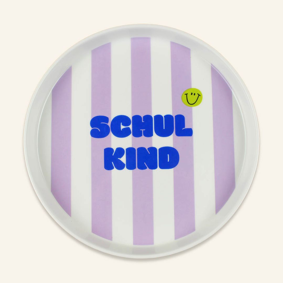 Porzellan-Set Schulkind Streifen flieder/blau