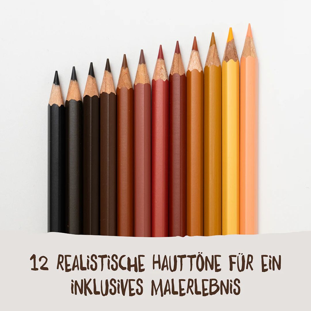 12 Hautfarben Buntstifte