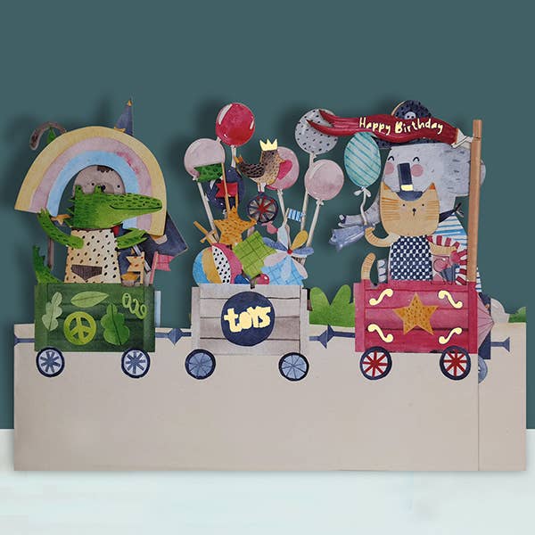 Pop-Up-Karte für Kinder 'Geburtstagszug'