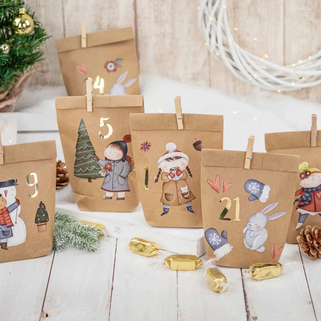 Adventskalender Tüten mit Motiven "Eisläuferin"