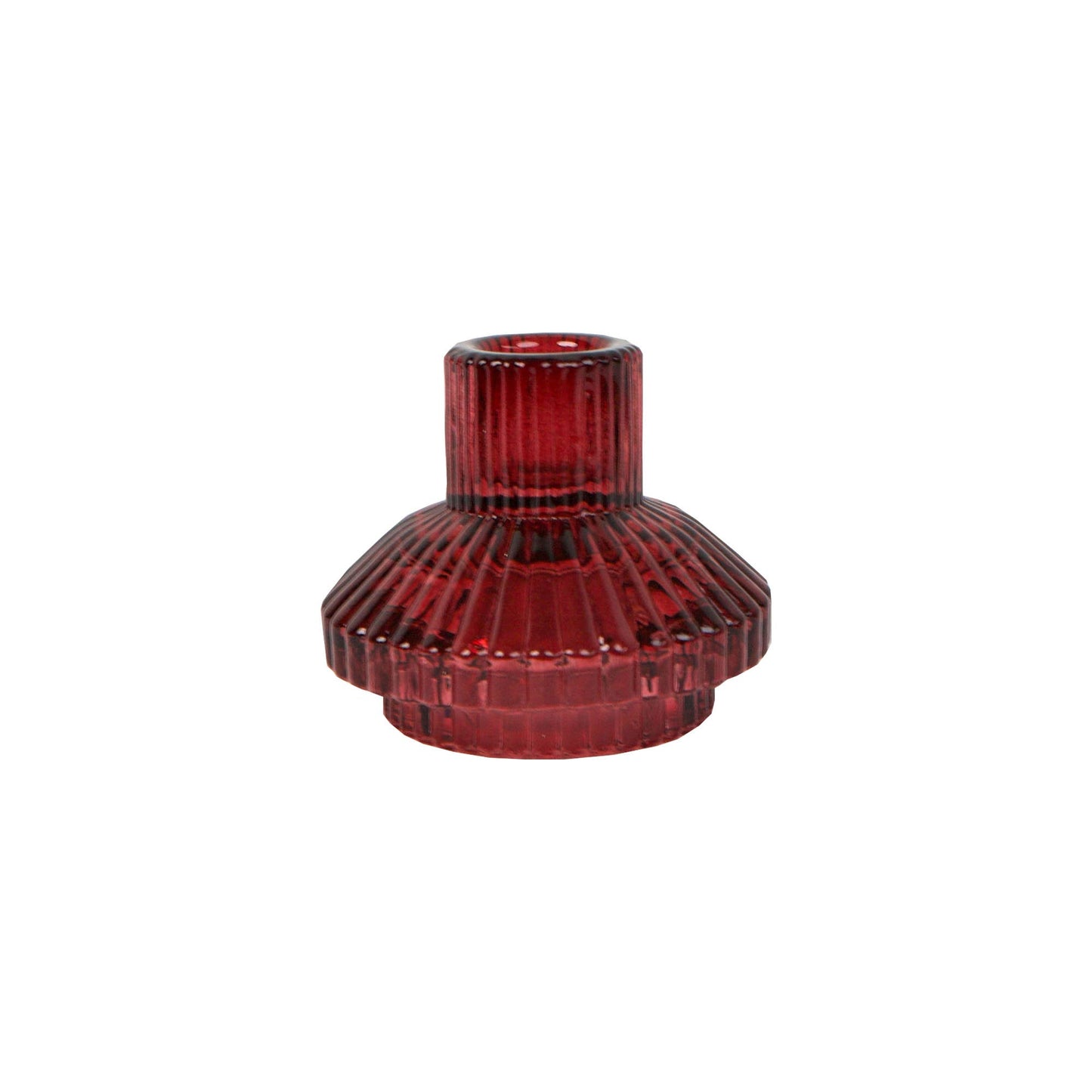 Kleine Kerzenhalter aus geripptem Glas