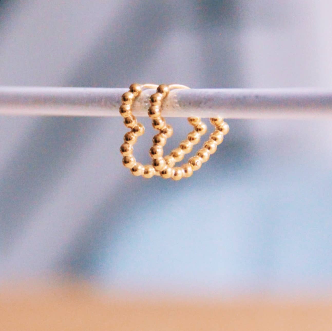 Edelstahl Herz Creole 16mm "Kugeln" - Gold