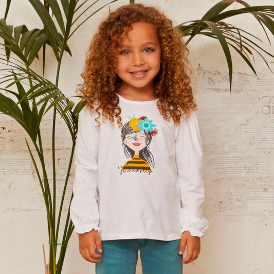 Weißes Longsleeve mit süßem Print "Friendship"