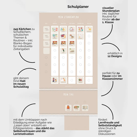 Grundschulplaner inkl. Symbolkärtchen 'Unifarben Beige'