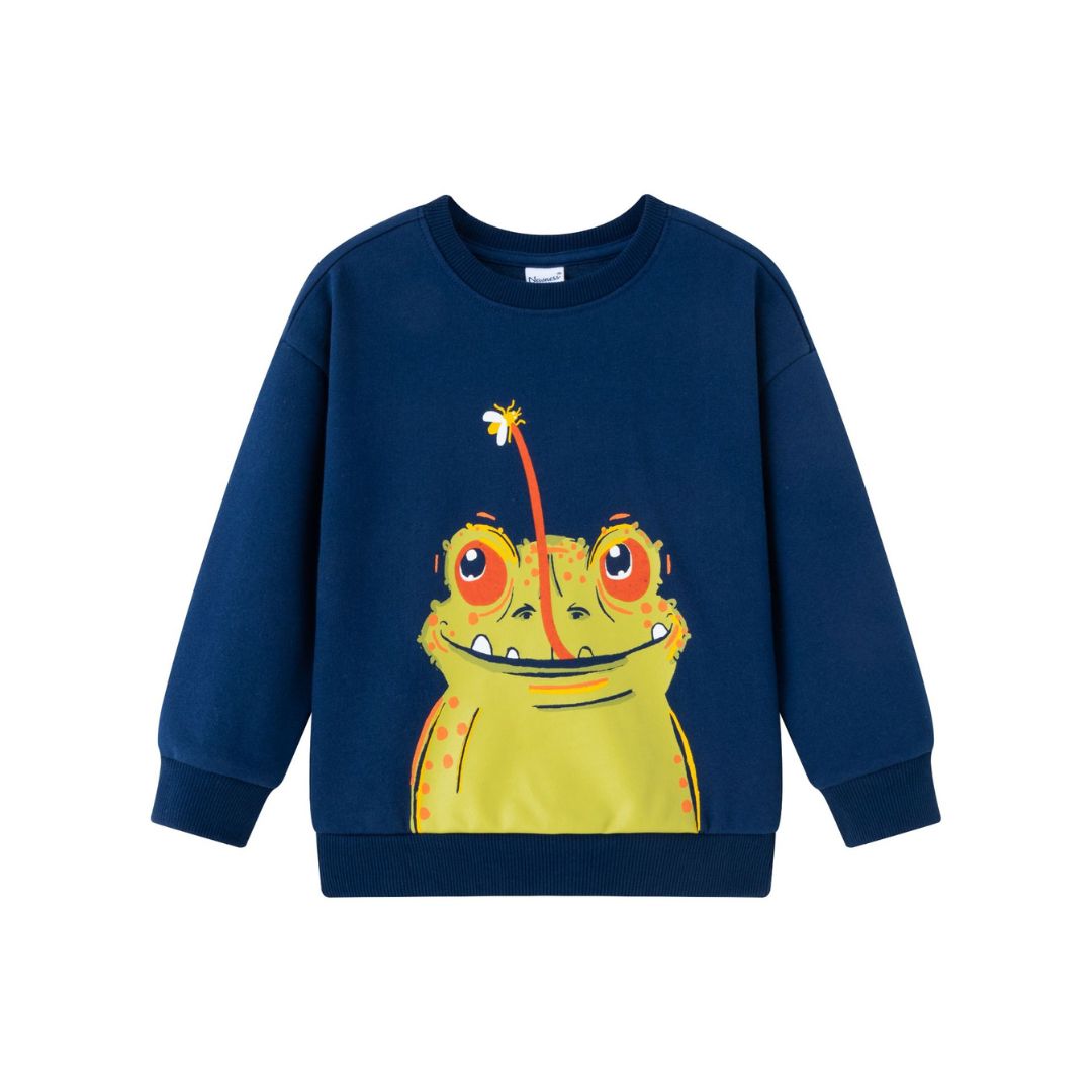 Sweatshirt mit süßer Frosch Applikation marine blau