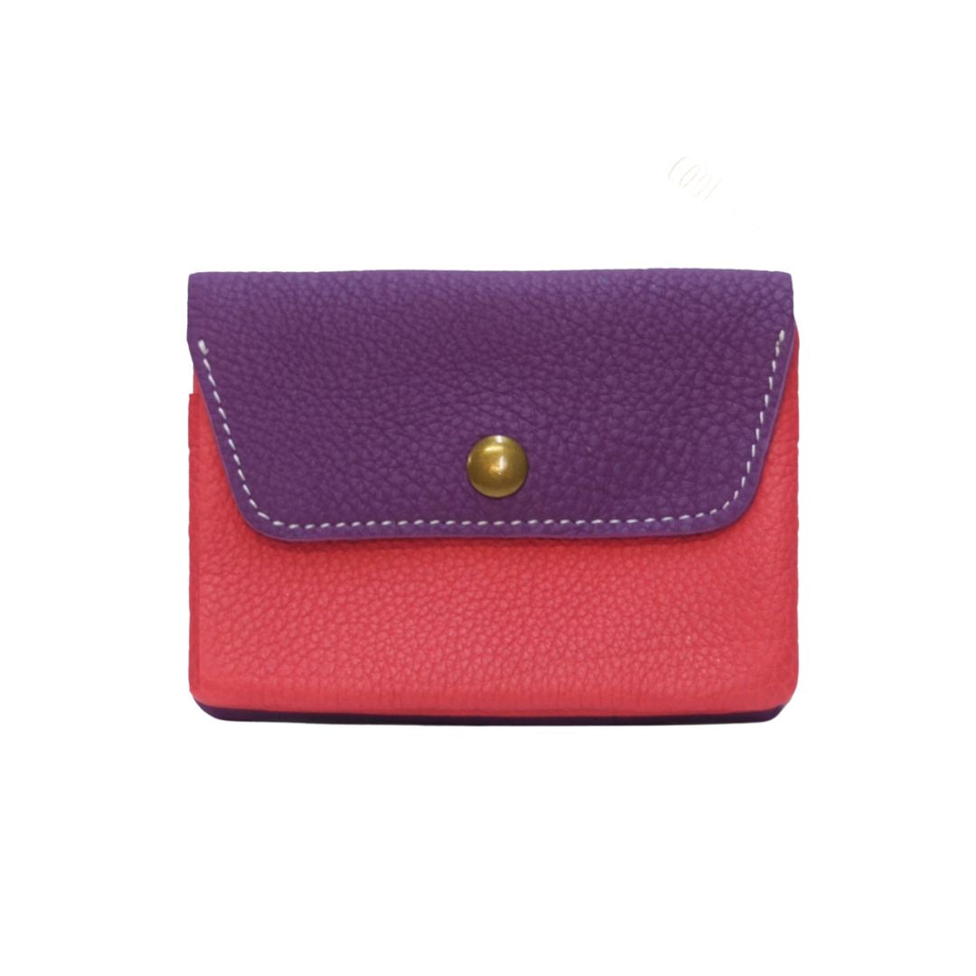 Upcyceltes Lederportemonnaie Colorblock lila/rosa