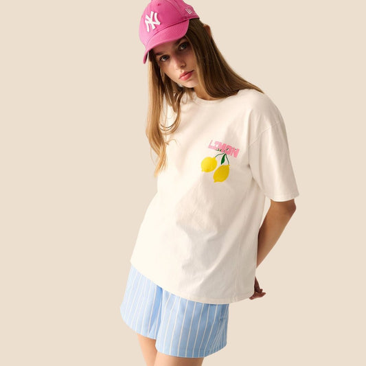 Damen T-Shirt 'Zitronenprint Limon' weiß