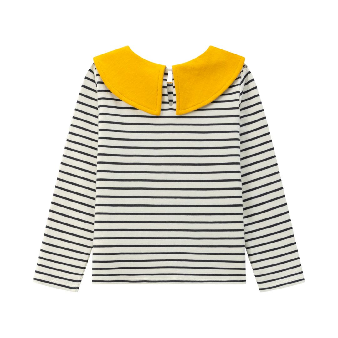 Gestreiftes Sweatshirt mit gelber Schleife