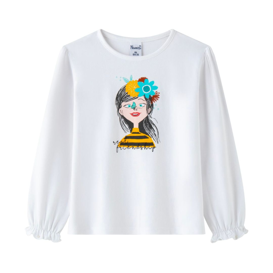 Weißes Longsleeve mit süßem Print "Friendship"