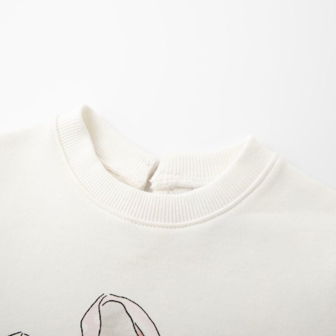 Fleece Sweatshirt mit Print weiß