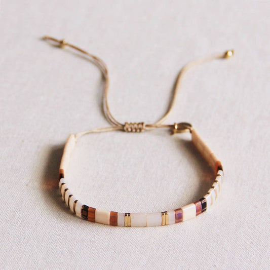 Damen Armband aus Tila Beads taupe/gold