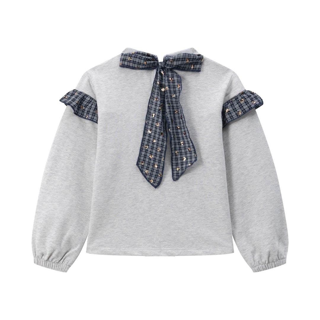 Sweatshirt mit Rüschendetails und Schleife grau