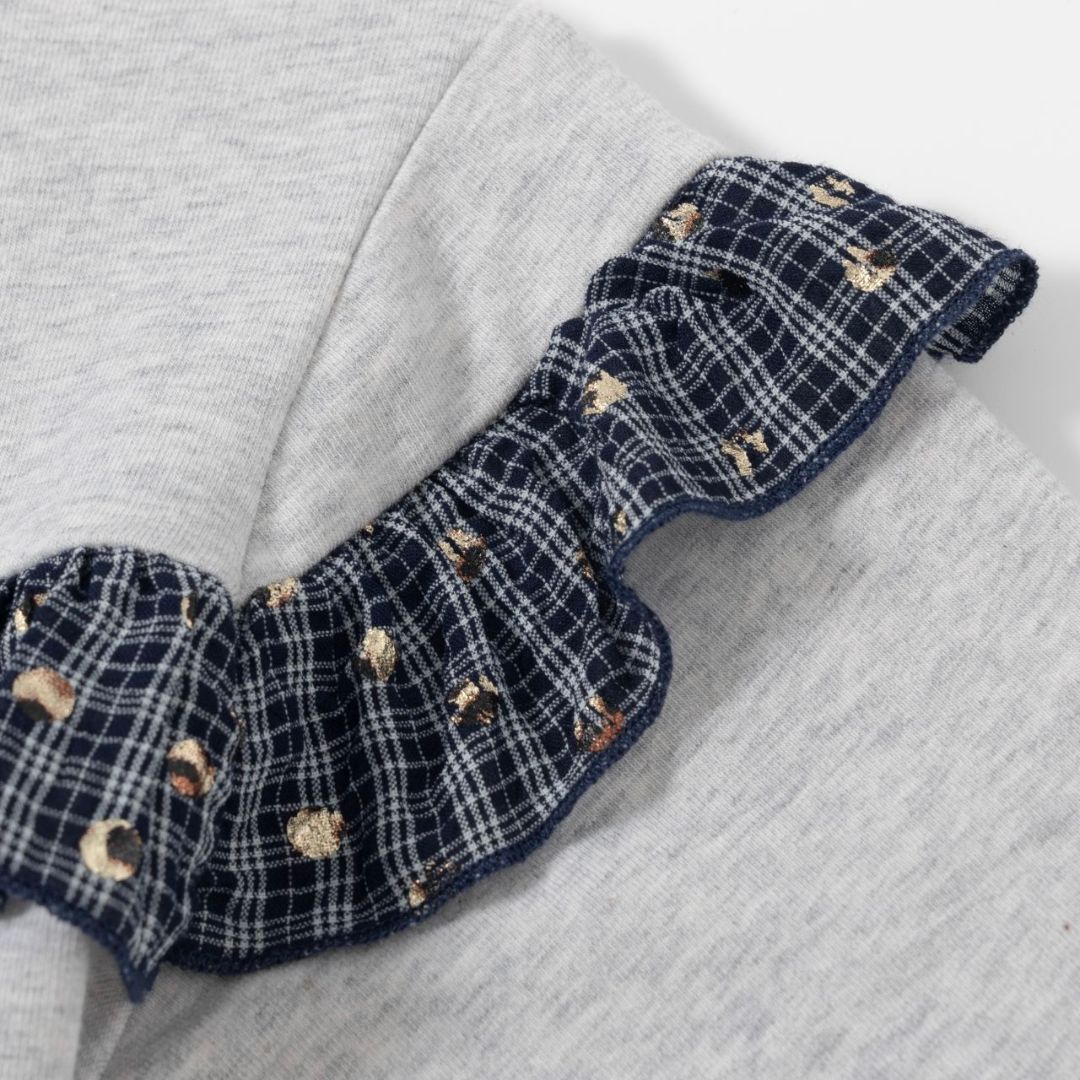 Sweatshirt mit Rüschendetails und Schleife grau