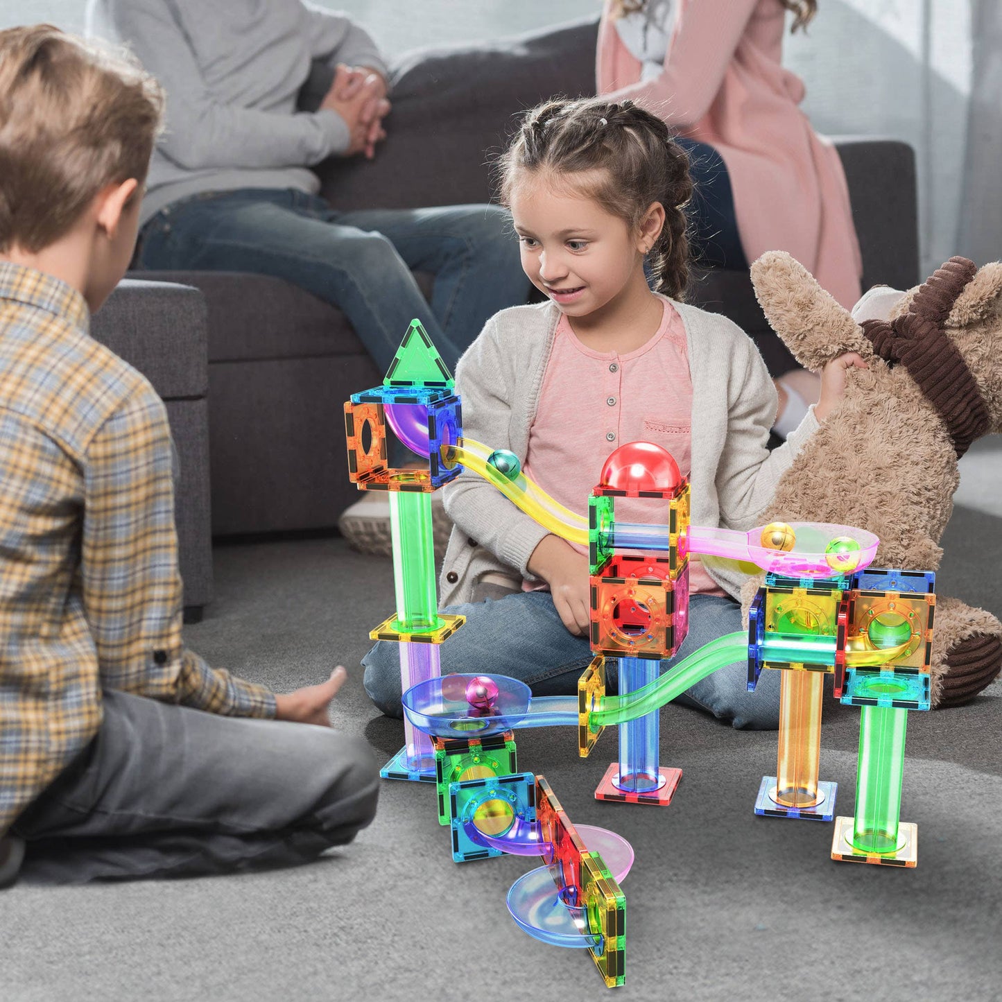 Magnetbausteine 'Bauspiel-Set mit Kugelbahn' | 50-teilig