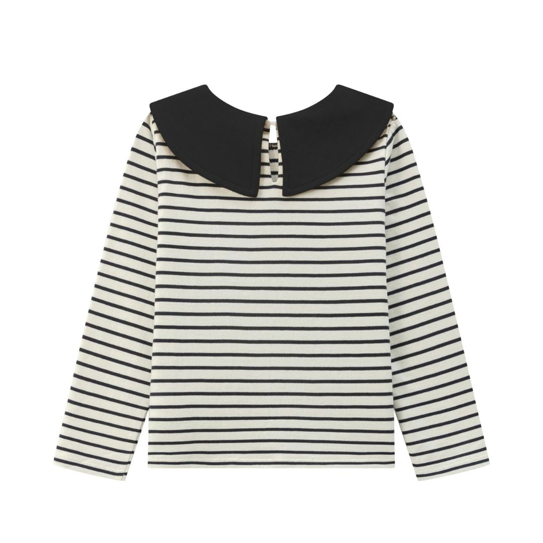 Gestreiftes Sweatshirt mit schwarzer Schleife