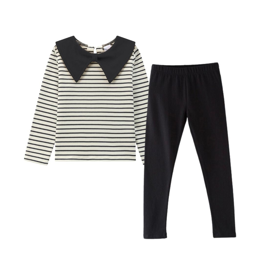 Gestreiftes Sweatshirt mit schwarzer Schleife