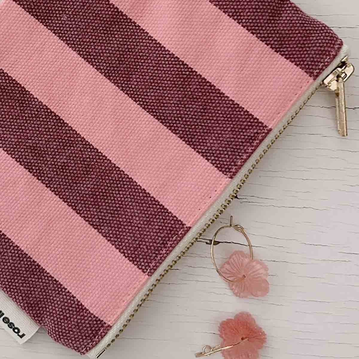 Geldbörse Marie bordeaux/flamingo gestreift