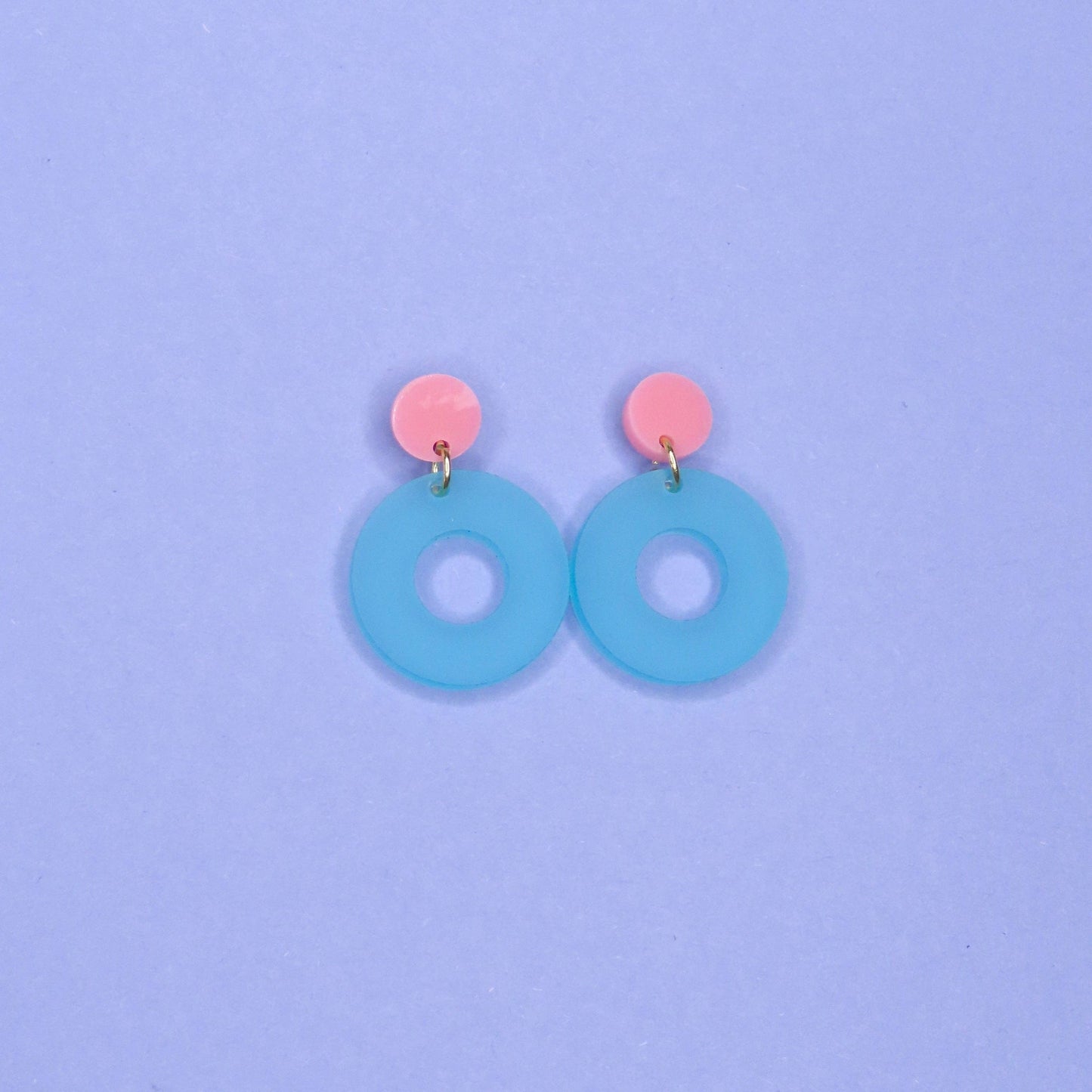 Damen Ohrstecker Circle Colorblock rosa/eisblau
