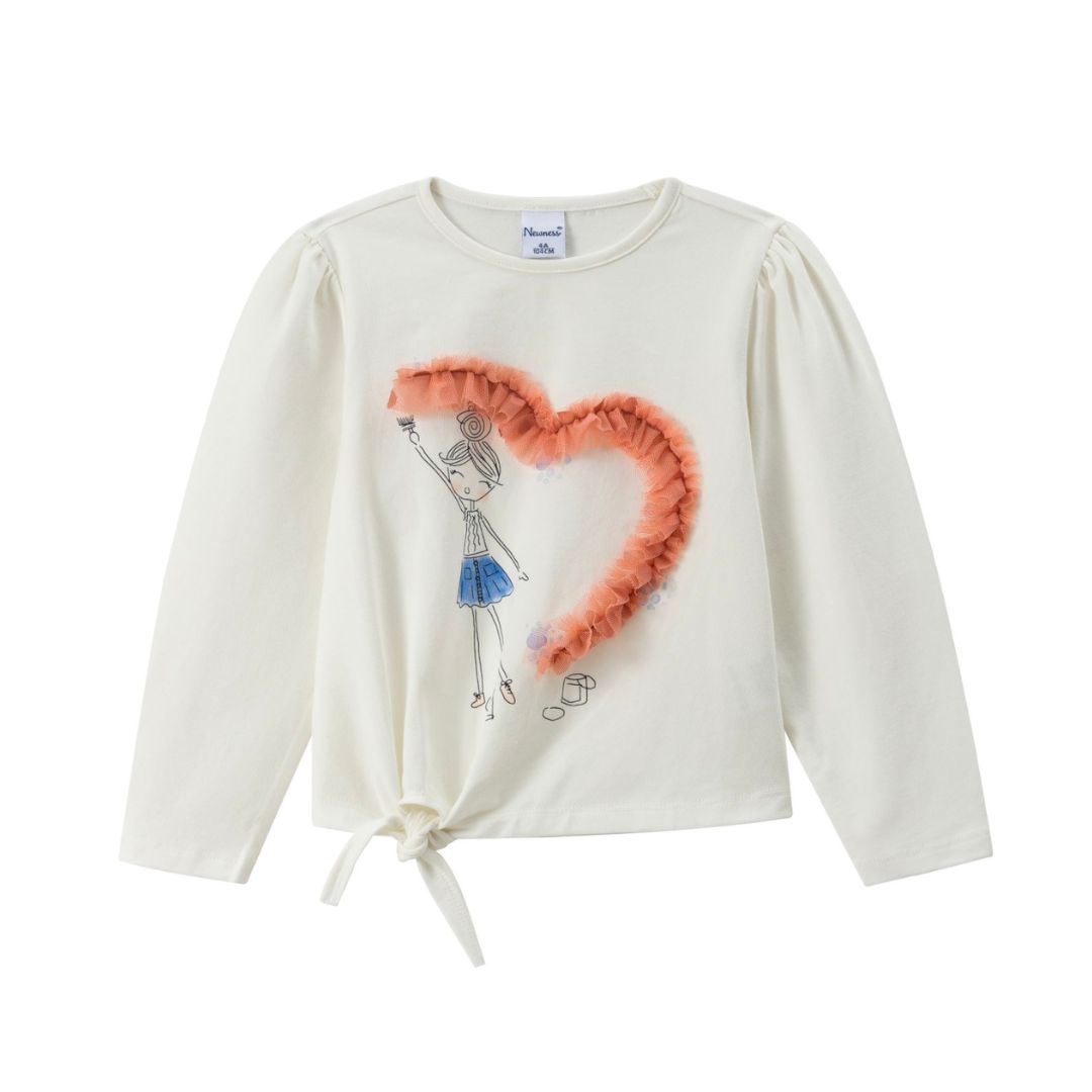 Weißes Longsleeve mit süßer Applikation