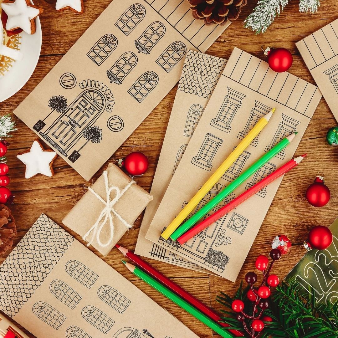 Adventskalender Tüten zum Selbtgestalten 'Häuser'