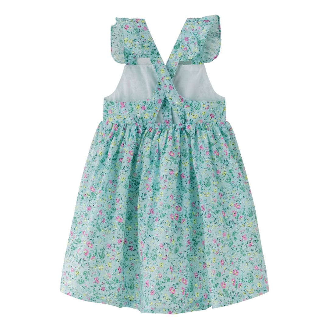 Türkisfarbenes Blumenkleid für Mädchen