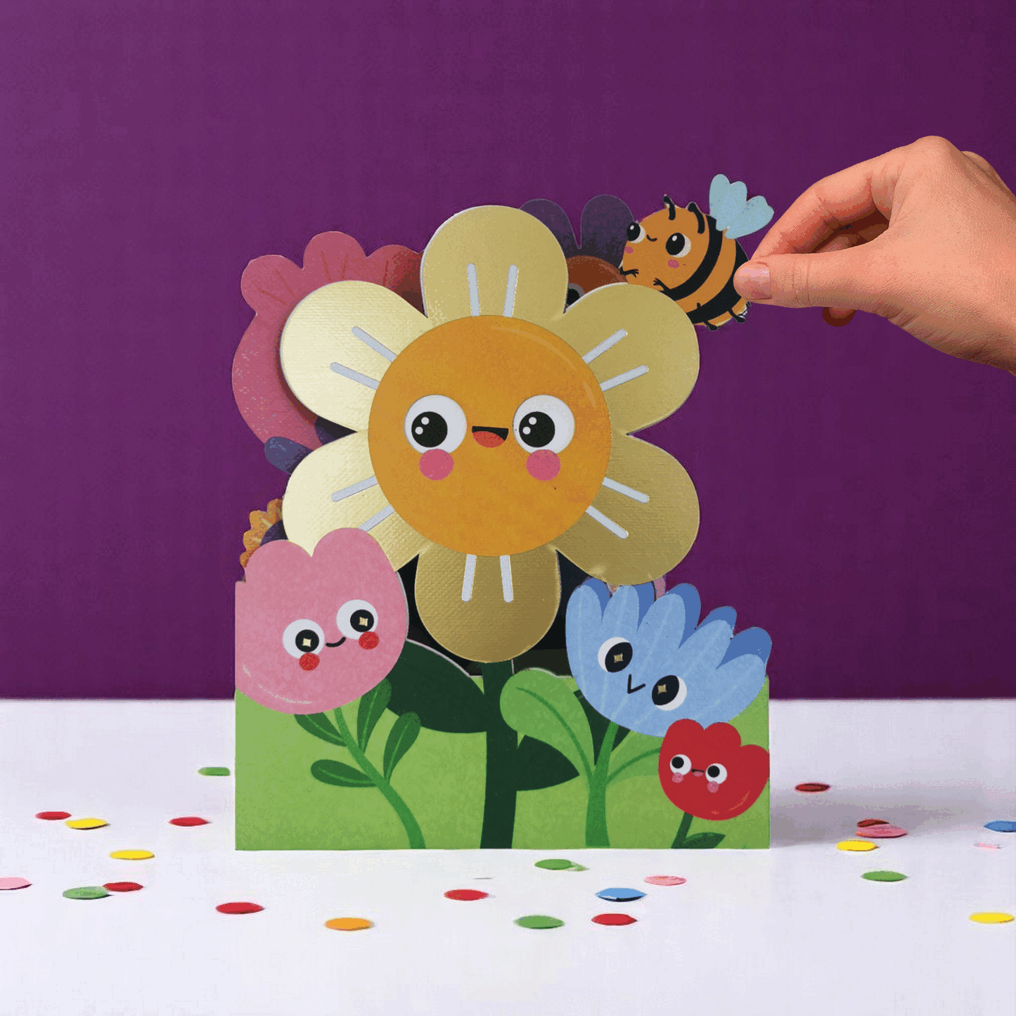 Original Papierschnittkarte 'Flowers Funny Eyes'