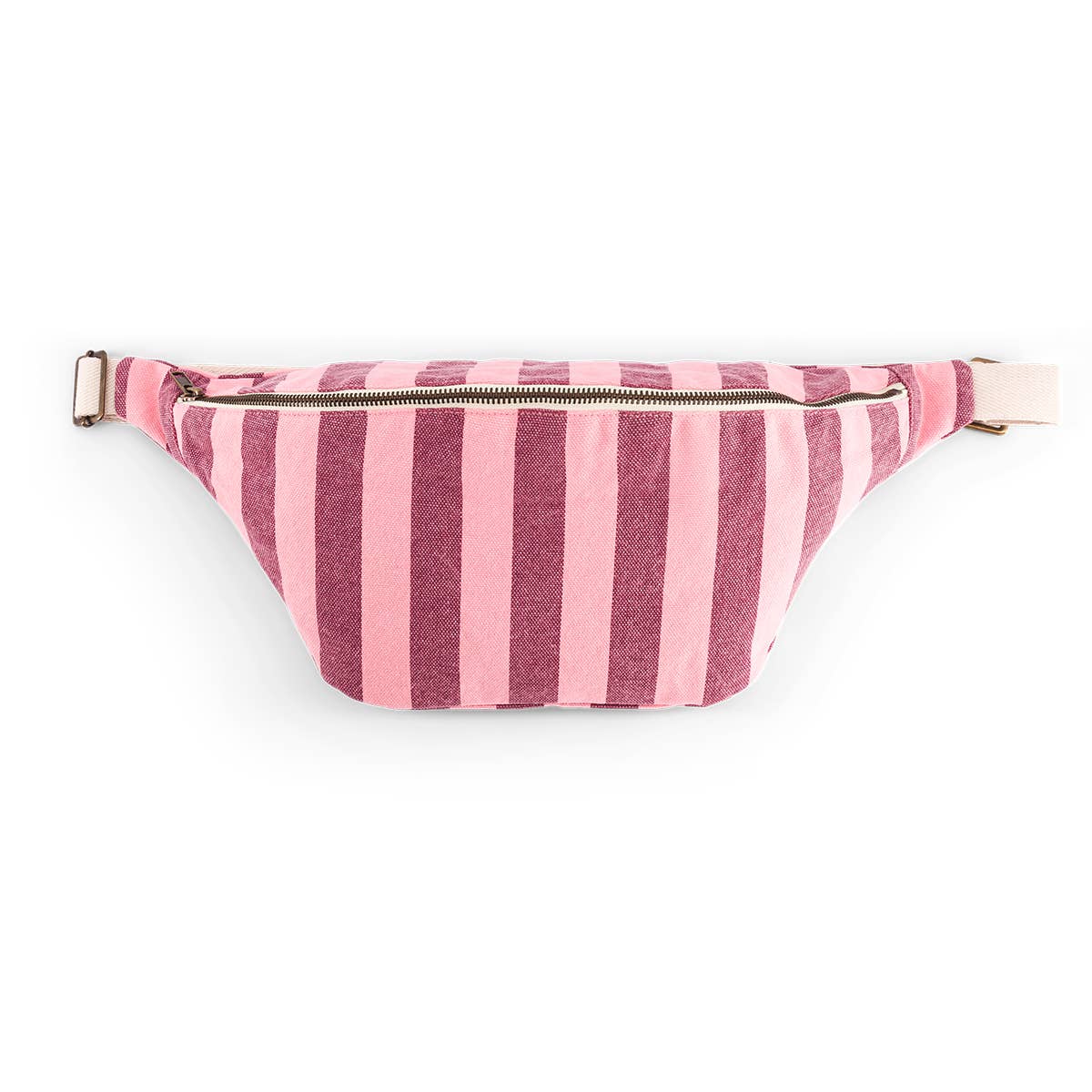 Gestreifte Gürteltasche in burgunderrot/flamingo