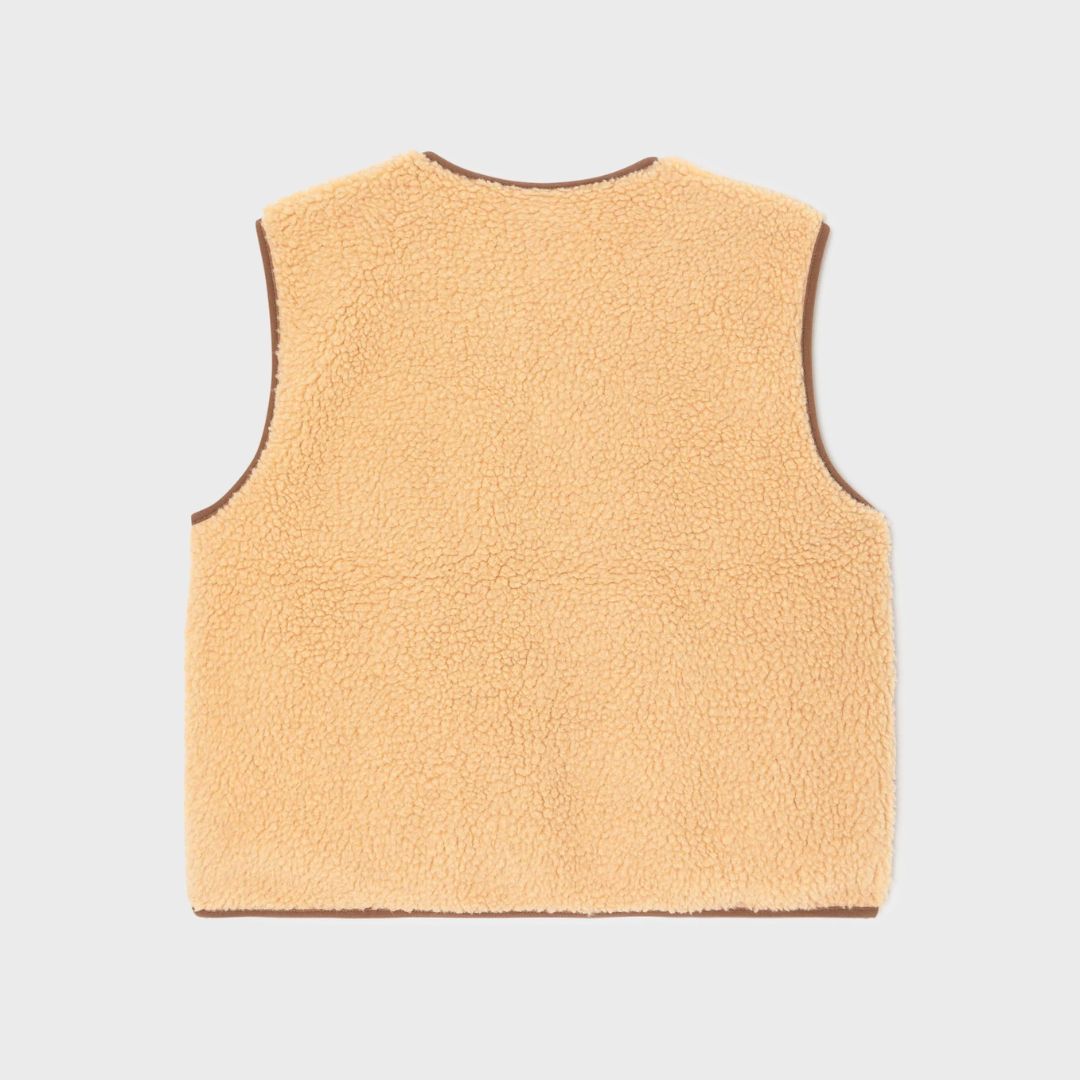 Ärmellose Damen-Sherpa-Weste mit Reißverschluss beige