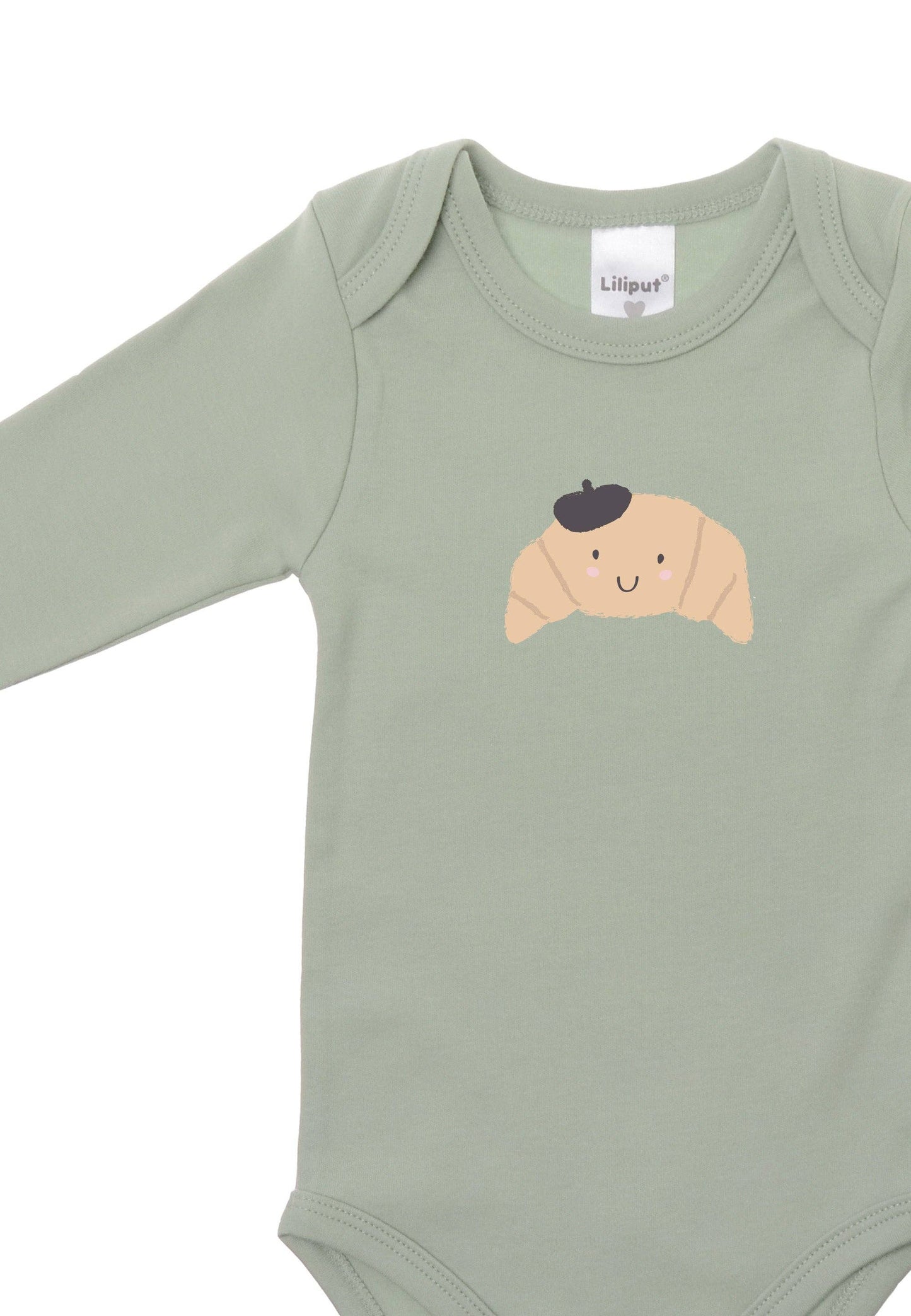 Baby Langarmbody mit Print 'Croissant' grün