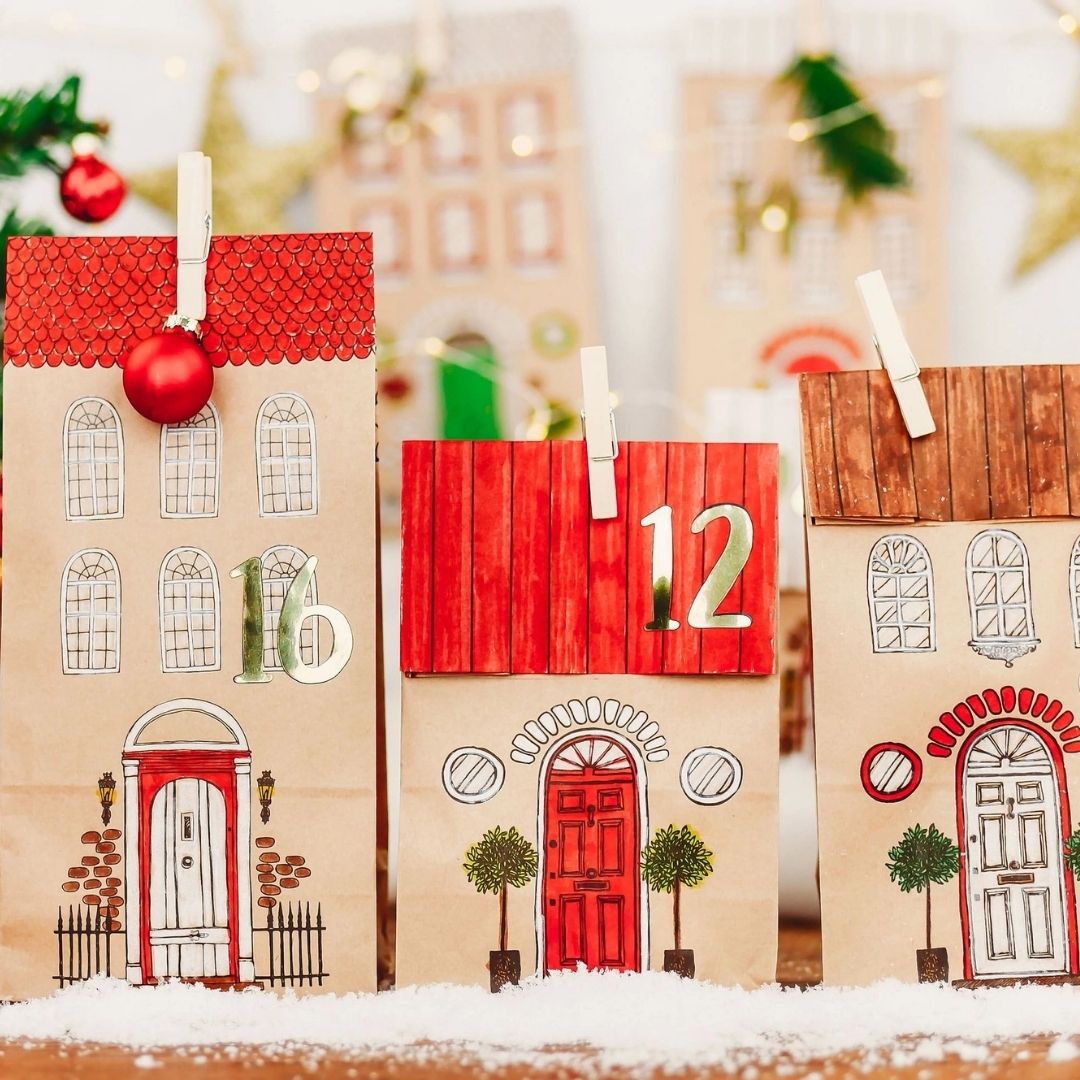 Adventskalender Tüten zum Selbtgestalten 'Häuser'