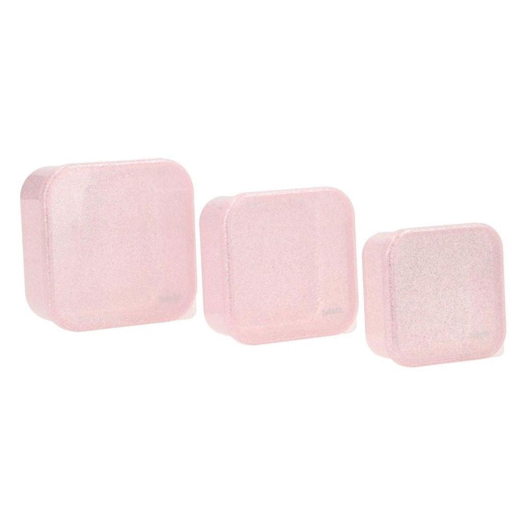 Set 3 Lunchboxen 'Aqua Glitzer rosa'