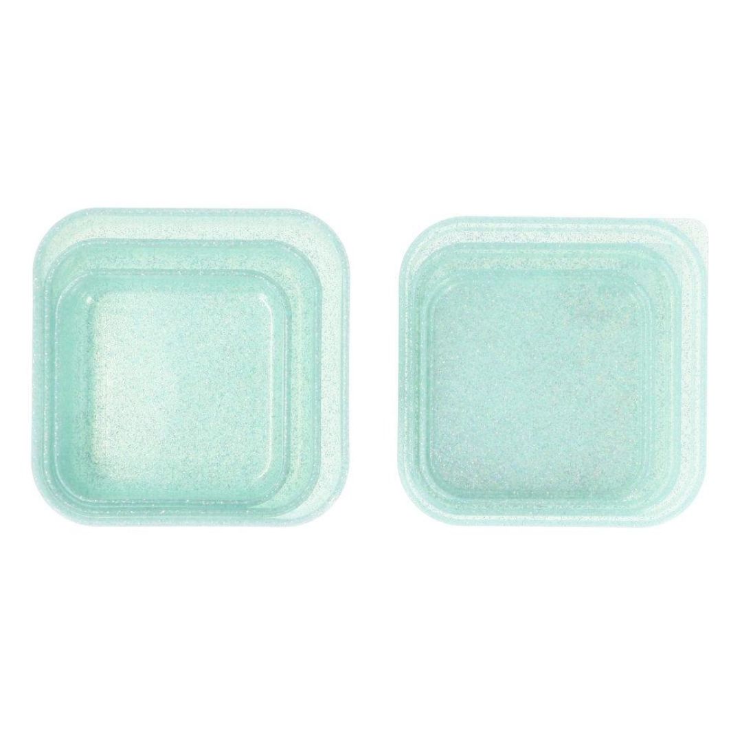Set 3 Lunchboxen 'Aqua Glitzer türkis'