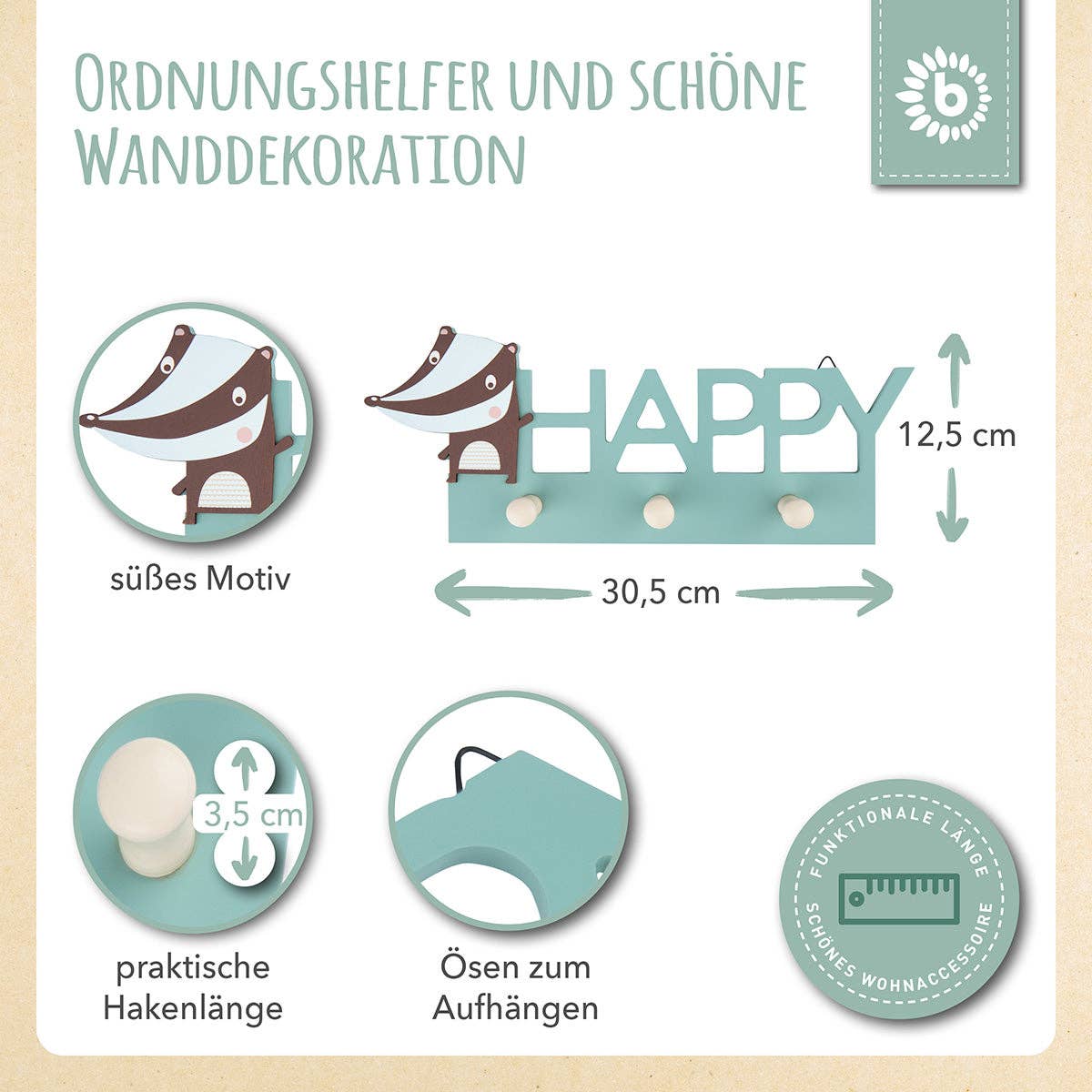 Wandgarderobe 'Dachs Happy'