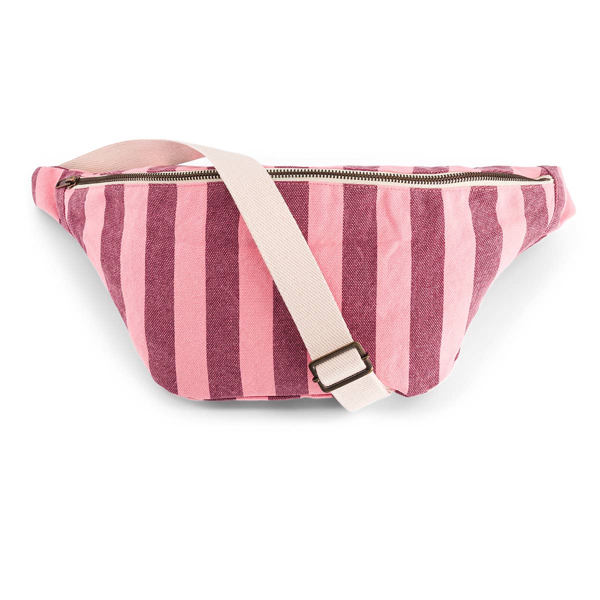Gestreifte Gürteltasche in burgunderrot/flamingo
