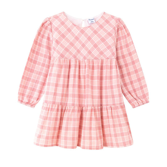 Langärmliges kariertes Make-up-Kleid für Mädchen