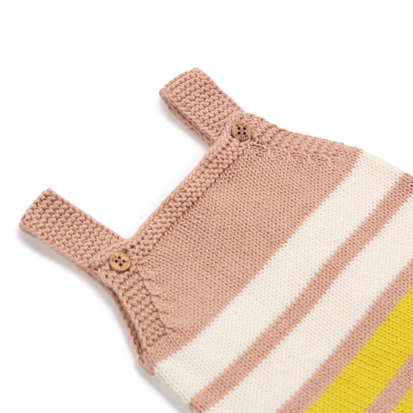 Baby Strampler mit gelb/rosa Streifen