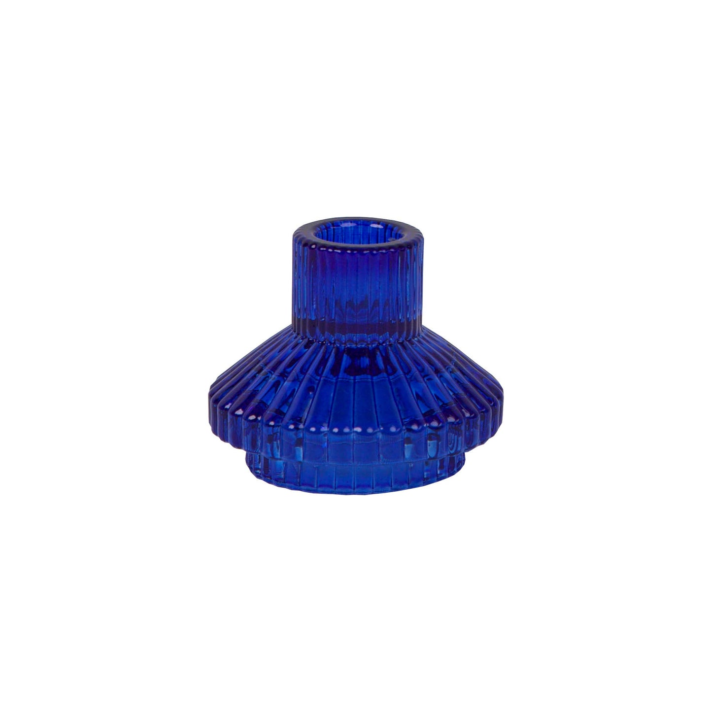 Kleine Kerzenhalter aus geripptem Glas