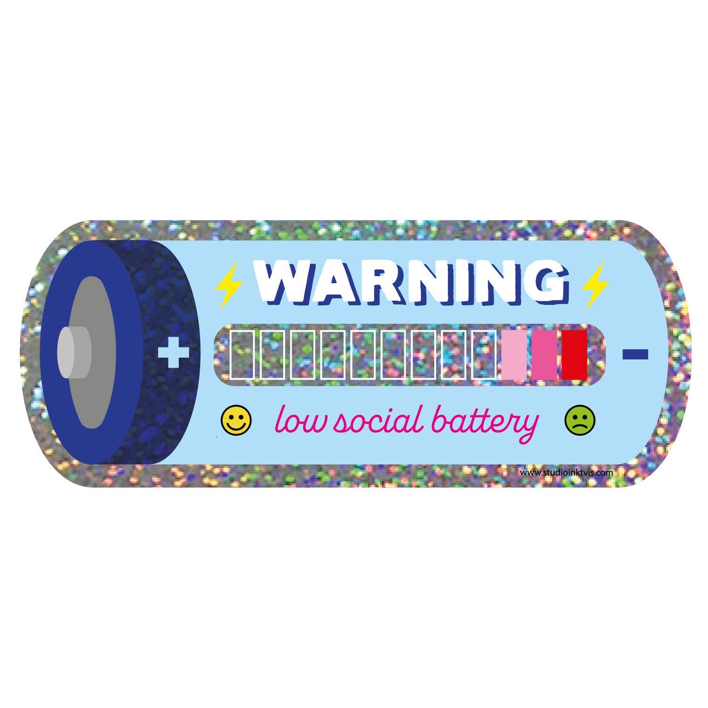 Glitzer-Aufkleber „Low social battery“