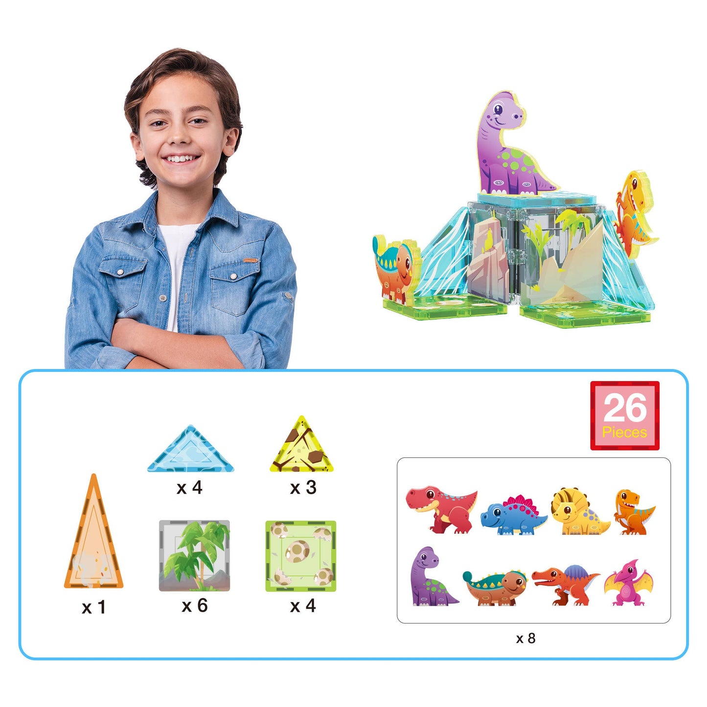 Magnetbausteine 'Dino Baustein-Set' | 26-teilig