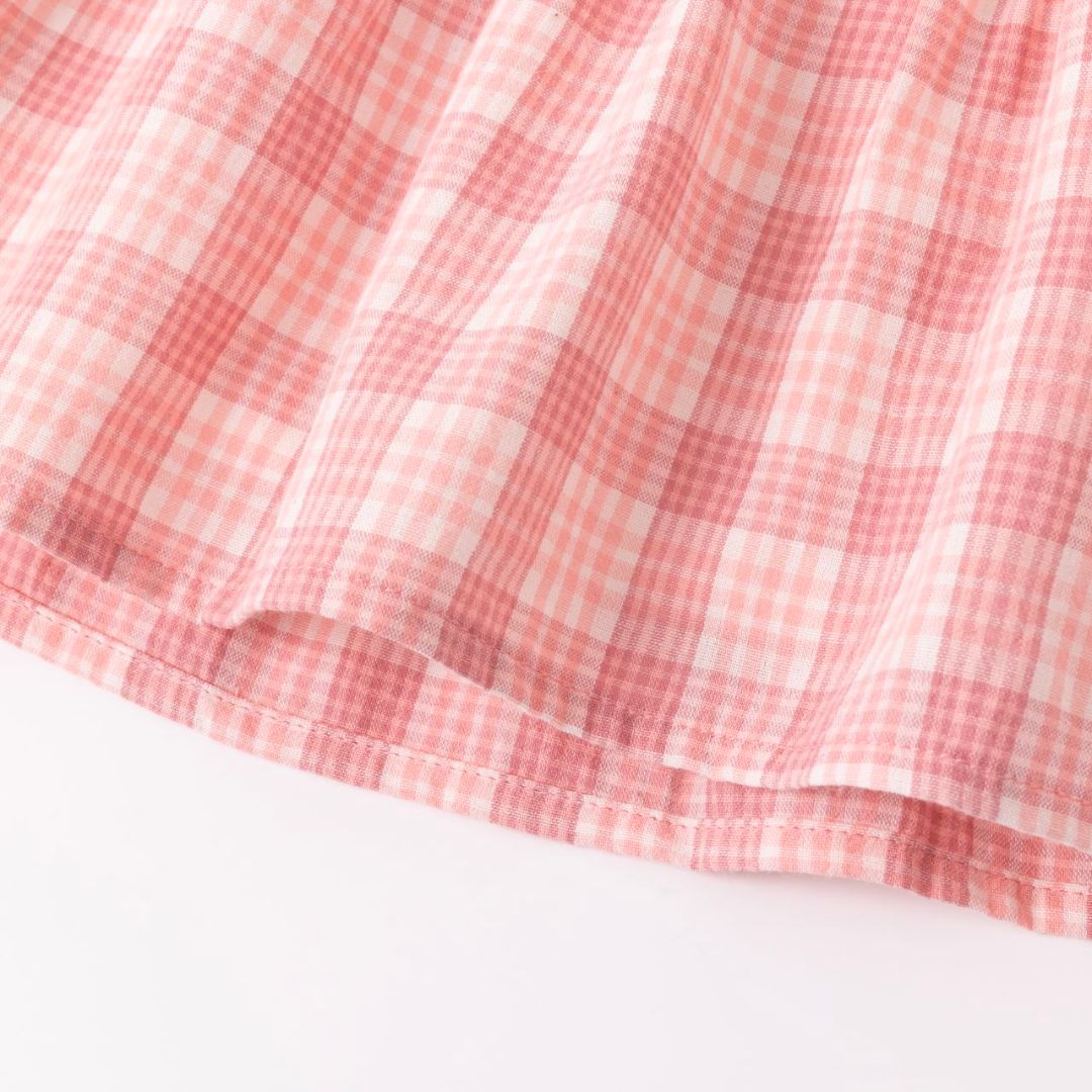 Langärmliges kariertes Make-up-Kleid für Mädchen