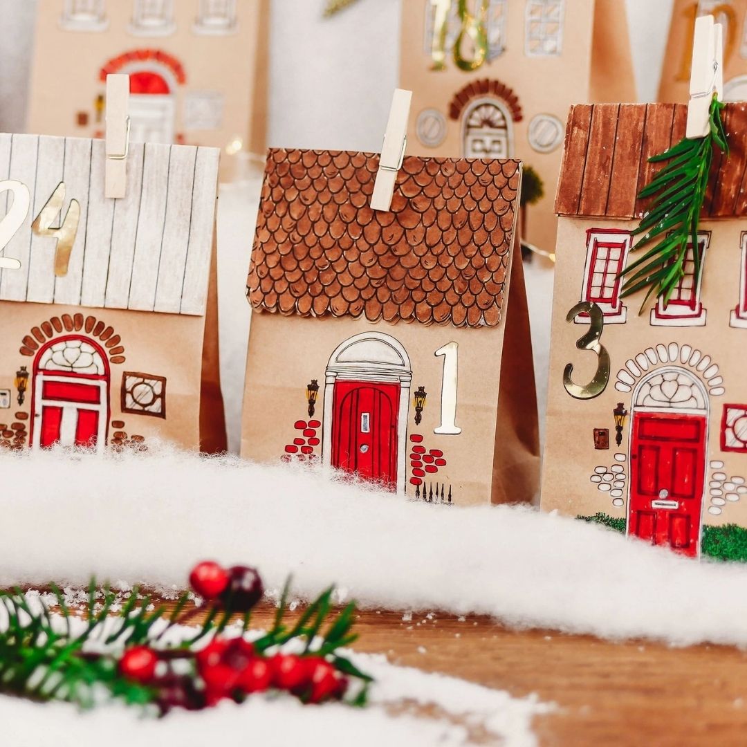 Adventskalender Tüten zum Selbtgestalten 'Häuser'