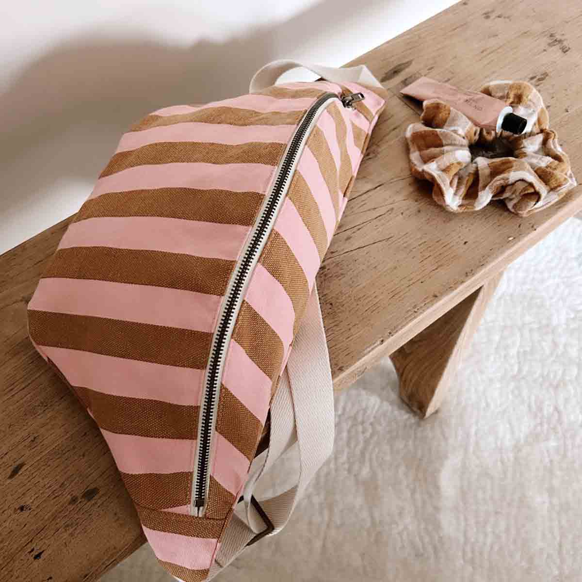 Gürteltasche Streifen karamell / erdbeere