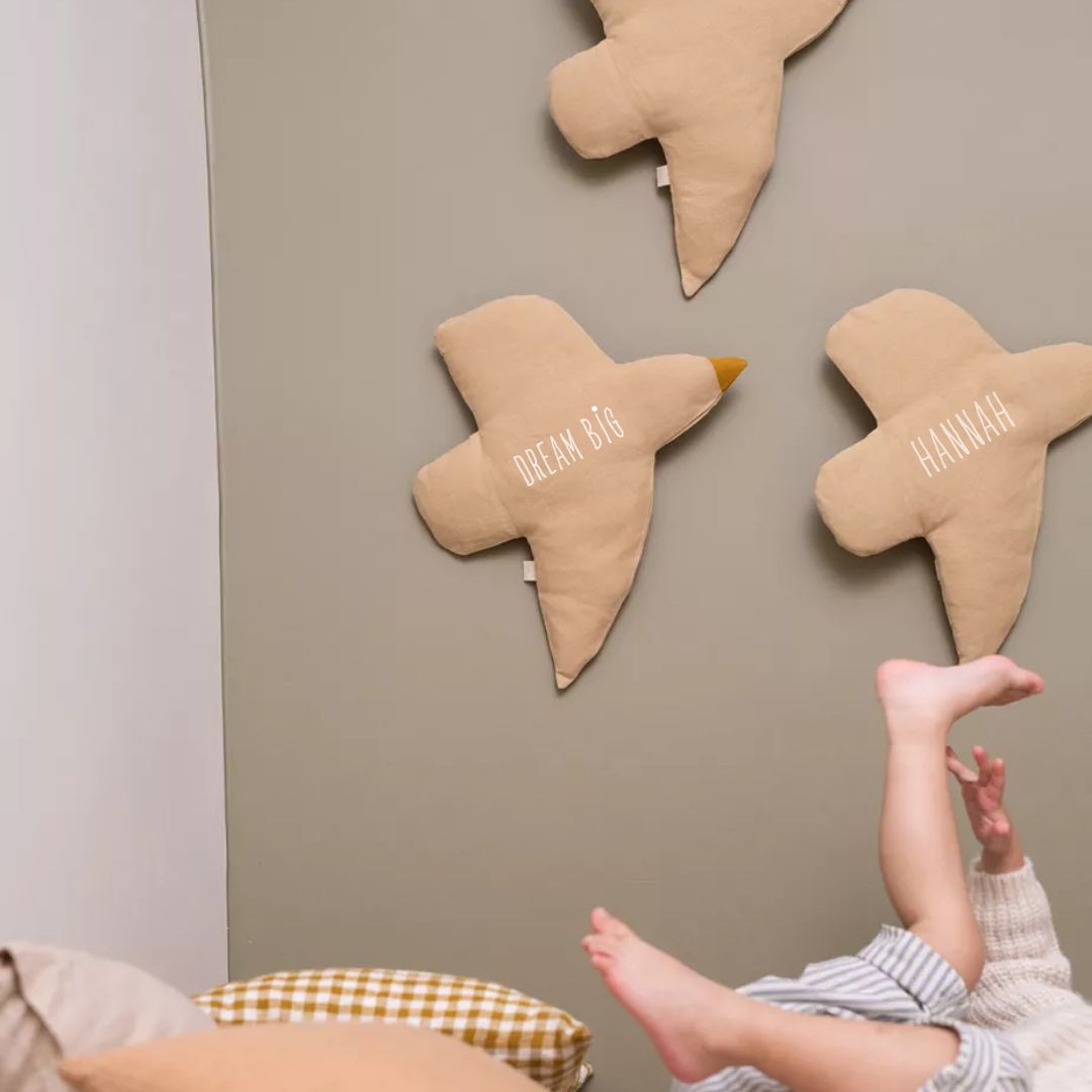 Wanddekoration Vogel beige personalisierbar