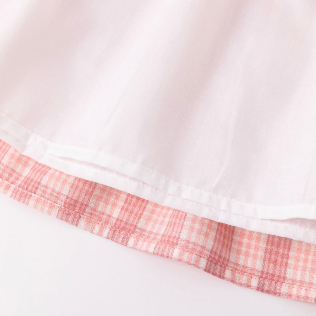 Langärmliges kariertes Make-up-Kleid für Mädchen