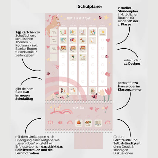 Grundschulplaner inkl. Symbolkärtchen 'Einhorn'