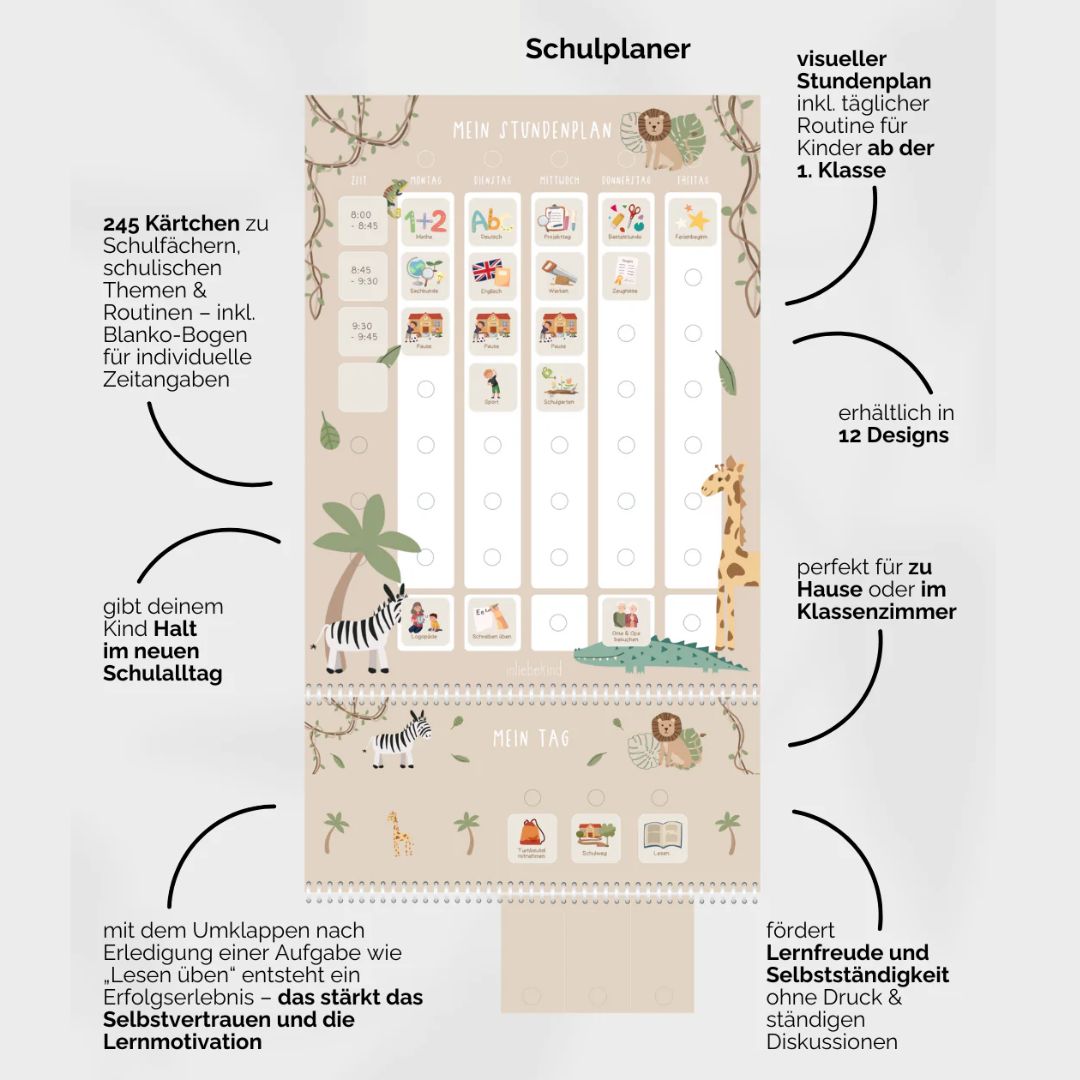 Grundschulplaner inkl. Symbolkärtchen 'Safari'