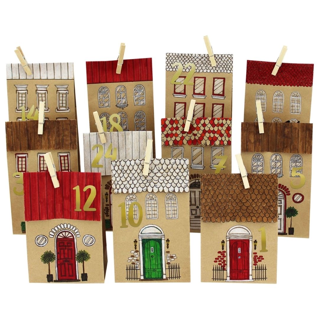 Adventskalender Tüten zum Selbtgestalten 'Häuser'