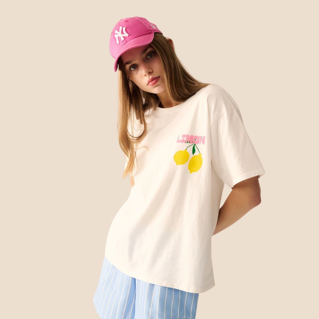 Damen T-Shirt 'Zitronenprint Limon' weiß